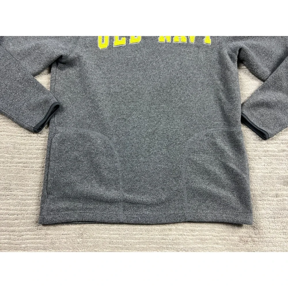 Old Navy Fleece‎ Pullover Boys XL 14-16 Gray Quarter Zip Logo Mock Neck Pockets